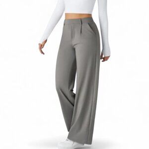 Halara Flex High Waisted Pocket Straight Work Pants - Silent Storm (Gray) - LP